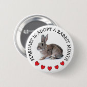 Februari is Adopt a Rabbit-maand Ronde Button 5,7 Cm (Voorkant /achterkant)