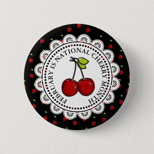 Februari is Nationale Cherry maand Ronde Button 5,7 Cm (Voorkant)
