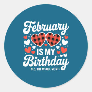 Februari is verjaardag de hele maand valentijnsdag ronde sticker