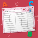 Februari Kind Lezen Log Notitieblok<br><div class="desc">Een leuk leeslogboek voor kinderen voor de maand februari. Het beschikt over een charmante olifant en schattige rode en roze kleine hartjes. De sterren voor de kijkcijfers worden vervangen door 5 harten. © ArianeC Illustraties-Alle rechten voorbehouden</div>