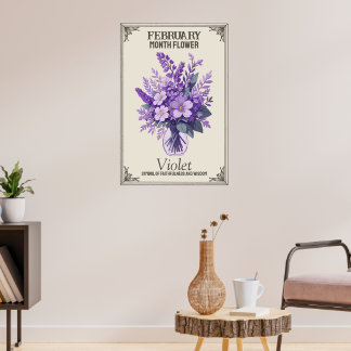 Februari maand bloem poster