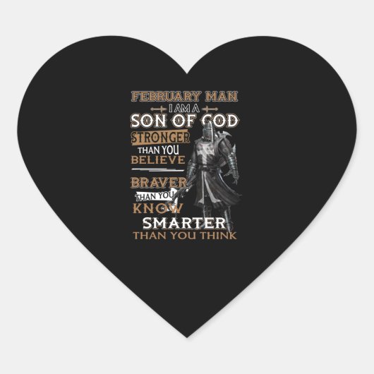 Februari Man, ik ben een zoon van God sterker dan  Hart Sticker (Voorkant)
