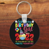 Februari Meisje 2022 Sociale Afstand Birthday Emoj Sleutelhanger (Voorkant)