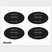 februari meisje met Tattoos ogen Ovale Sticker (Vel)