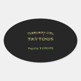 februari meisje met Tattoos ogen Ovale Sticker