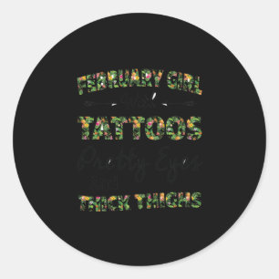 februari meisje met Tattoos ogen Ronde Sticker