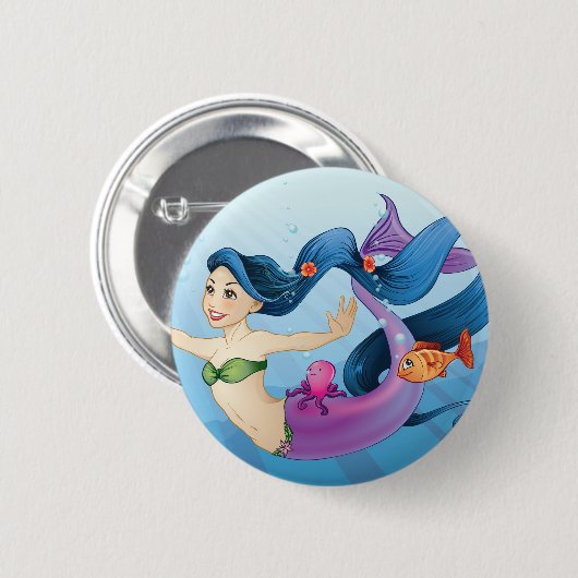 Februari Mermaid Ronde Button 5,7 Cm (Voorkant /achterkant)