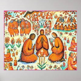 Februari Naive Folk Art Winter Love Prayer Poster