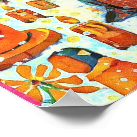 Februari Naive Folk Art Winter Love Prayer Poster (Hoek)