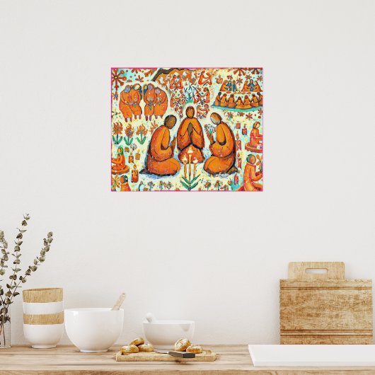 Februari Naive Folk Art Winter Love Prayer Poster (Keuken)