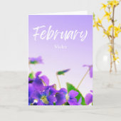Februari Paarse Violet Geboorte Maand Bloem Verjaa Kaart (Gele Bloem)