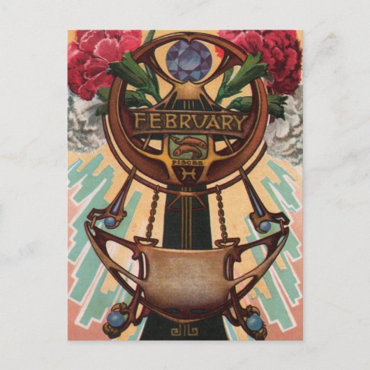 Februari - Pisces Briefkaart (Voorkant)
