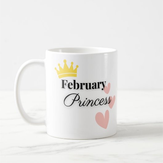 Februari Prinses Mok – Gouden Kroon & Harten Ontwe (Links)