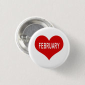 FEBRUARI Red Love Heart Button (Voorkant /achterkant)