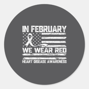Februari Rode Hartziekte Bewustzijn Ronde Sticker
