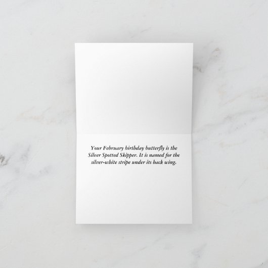 Februari Silver Spoted Skipper Birthday Card Kaart (Binnen)