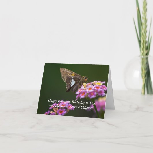 Februari Silver Spoted Skipper Birthday Card Kaart (Voorkant)