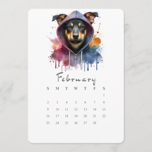 Februari Stand-alone Kalender Hond Splash Art Menu (Voorkant)