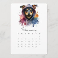 Februari Stand-alone Kalender Hond Splash Art