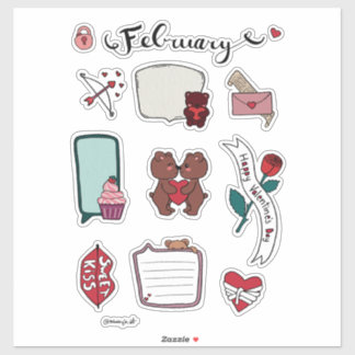 Februari Sticker Sheet – Zoete Beren & Liefdesvibe