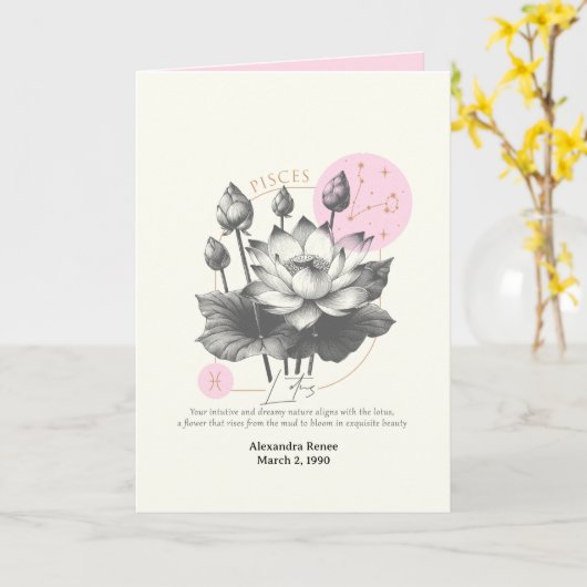 Februari tot maart Geboorte Bloem Aangepaste Verja Kaart (Gele Bloem)