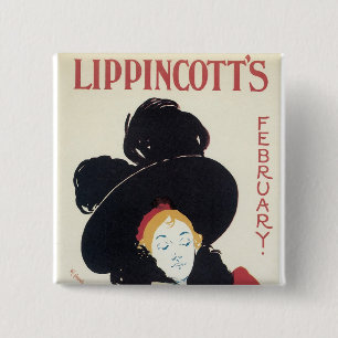 februari van Lippincott Vierkante Button 5,1 Cm