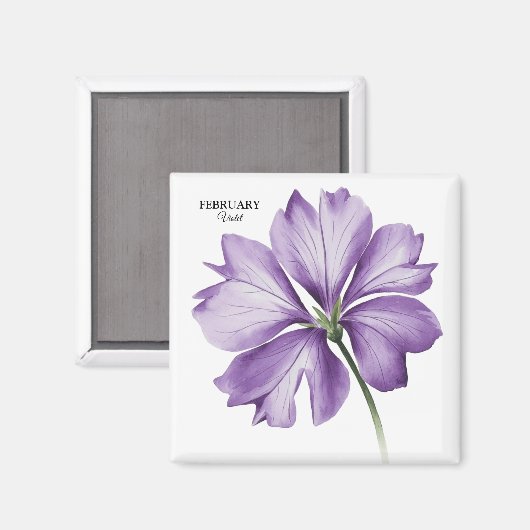 Februari Verjaardag Bloem: Violet gepersonaliseerd Magneet (Voorkant / Achterkant)