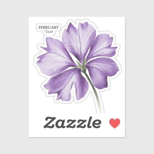 Februari Verjaardag Bloem: Violet gepersonaliseerd Sticker (Vel)