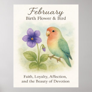 Februari Verjaardag Christelijke Bloemige Liefdesv Poster