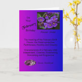 Februari Verjaardag Kaart - Violet en Amethist (Gele Bloem)