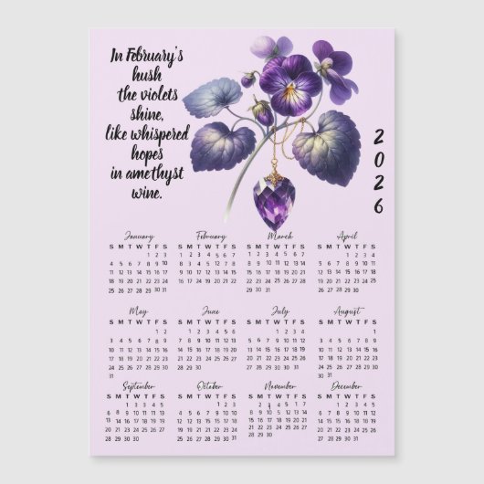 Februari Violet & Amethyst Kalender  (Voorkant)