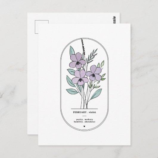 februari Violet Birth Flower Briefkaart (Voorkant / Achterkant)