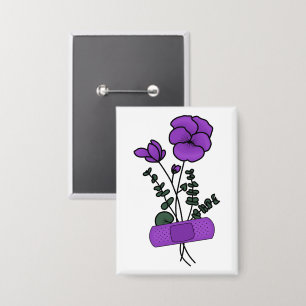Februari Violet Flower Bandaid Button