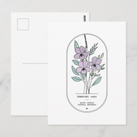 Februari Violet Geboorte Bloem  Briefkaart (Voorkant / Achterkant)