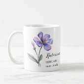 FEBRUARI VIOLET GEBOORTE BLOEM MAAND NAAM CADEAU KOFFIEMOK (Links)