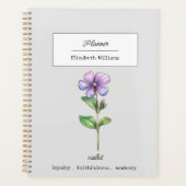 FEBRUARI VIOLET GEBOORTEBLOEM GEPERSONALISEERD PLANNER (Voorkant)