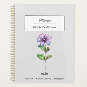 FEBRUARI VIOLET GEBOORTEBLOEM GEPERSONALISEERD PLANNER