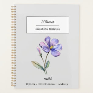 FEBRUARI VIOLET GEBOORTEBLOEM GEPERSONALISEERD PLANNER