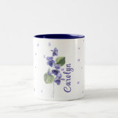 Februari Violet Geboortemaand Bloemen Bloemen Tweekleurige Koffiemok (Center)