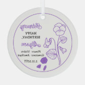Februari Violets Floral Amethyst Verjaardag Keepsa Glas Ornament (Achterkant)