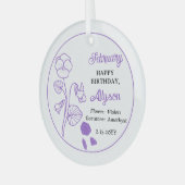 Februari Violets Floral Amethyst Verjaardag Keepsa Glas Ornament (Voorkant links)