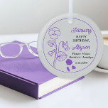Februari Violets Floral Amethyst Verjaardag Keepsa Glas Ornament<br><div class="desc">Februari heeft eigenlijk drie bloemen in viering van verjaardagen voor deze maand: viooltjes, primrozen en irissen. Dit ontwerp kenmerkt de schoonheid van viooltjes. De edelsteen voor februari is amethist. Dit ontwerp is voorzien van de bloemen en de edelstenen samen met de naam van de ontvanger in een amethist kleur. We...</div>