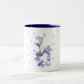 Februari Violette Geboortemaand Bloembloem Tweekleurige Koffiemok (Center)