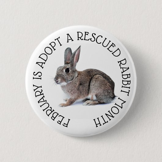 Februari wordt goedgekeurd een Rescued Rabbit Mont Ronde Button 5,7 Cm (Voorkant)