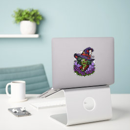 Februari Zombie Heks met Edelstenen en Bloemen Sticker