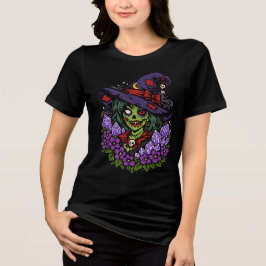 Februari Zombie Heks met Edelstenen en Bloemen Tri-Blend Shirt