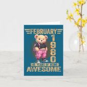February 1980 46th Birthday 46 Year Teddy Bear Bei Kaart (Gele Bloem)