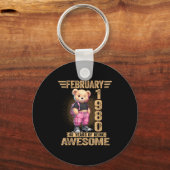 February 1980 46th Birthday 46 Year Teddy Bear Bei Sleutelhanger (Voorkant)