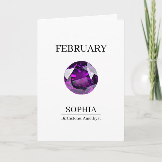 February Amethyst Personalized Birthday Kaart (Voorkant)