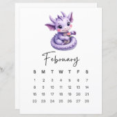 February Baby Dragon Cute Fantasy Monthly Calendar (Voorkant / Achterkant)